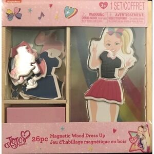 Nickelodeon Jojo Siwa Magnetic 26pc Wood Dress Up Doll & Base / Storage Tray